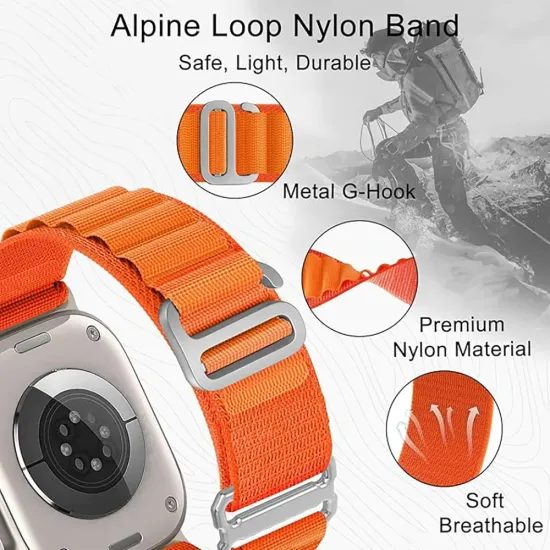 JP Νάιλον λουράκι Alpine Loop με μεταλλική αγκράφα, Apple Watch 1 / 2 / 3 / 4 / 5 / 6 / 7 / 8 / 9 / 10 / SE 1 / 2 / 3 (38 / 40 / 41 / 42 mm), λευκό