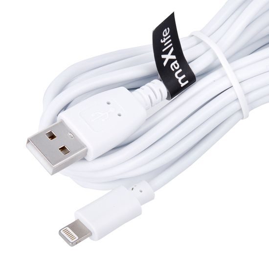 Maxlife καλώδιο USB - Lightning, 2A, 3m, λευκό