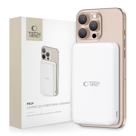 Tech-Protect PB24 LifeMag Qi2 Powerbank με MagSafe, 10000 mAh, λευκό