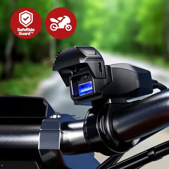 Încărcător moto USB-A, 18 W, IP65, negru