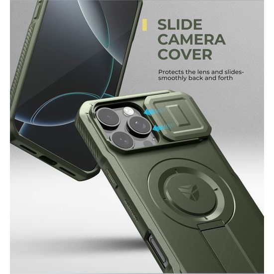 Θήκη Dexnor MagSafe με Βάση Στήριξης για iPhone 16, πράσινη