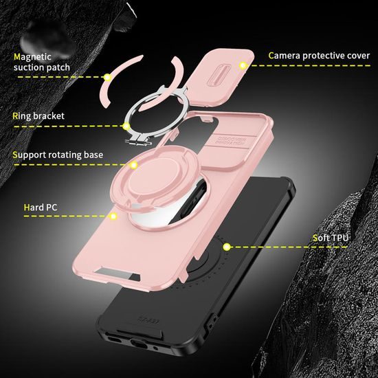 Camslide Stand Schutzhülle für Samsung Galaxy A27 - Integrierter Metallständer - Schiebbare Kameraabdeckung - Rosa