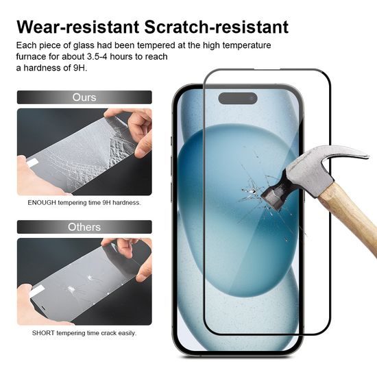 JP 3D γυαλί με πλαίσιο εγκατάστασης, iPhone 15 Plus, μαύρο