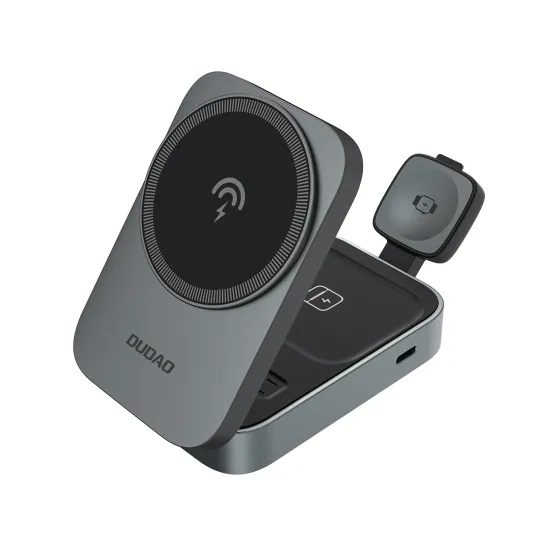 Dudao A11 Max ασύρματος φορτιστής MagSafe 3σε1, 15W, γκρι