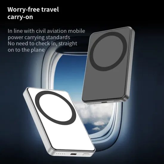 Αλουμινένικό Υπερλεπτό Mini Magsafe Ασύρματο Power Bank, 5000mAh, 22,5W, Λευκό