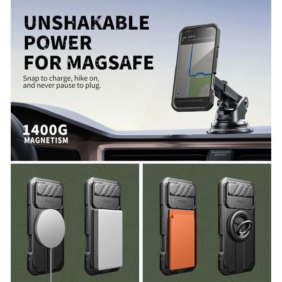 Dexnor Privacy MagSafe állvánnyal és kameravédelemmel tok iPhone Air, fekete