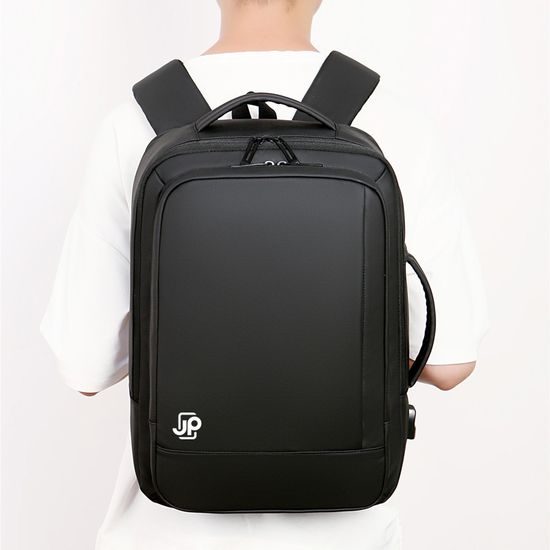 JP Rucksack B05 für Alltag und Freizeit - 44x32x10~15 cm - Schwarz