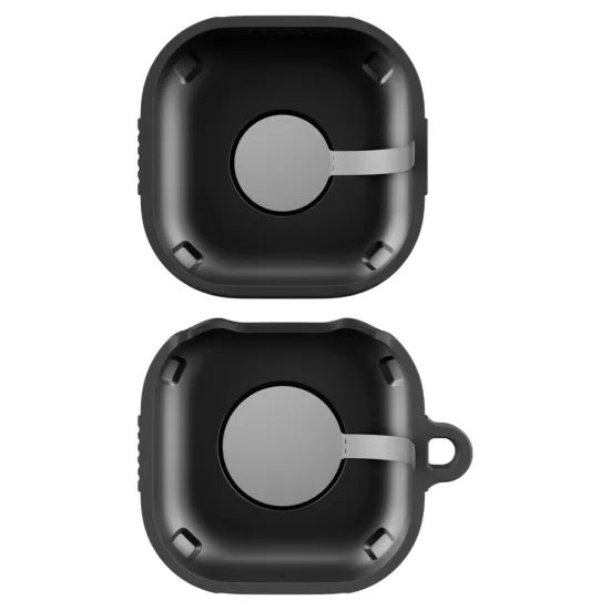 Spigen Rugged Armor Schutzhülle für Samsung Galaxy Buds 4 / 4 Pro - Flexibles TPU Case mit Karabiner - Schwarz
