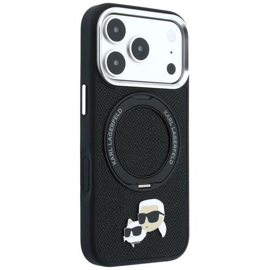 Karl Lagerfeld Leather Ring Stand 360 KC Pin MagSafe ümbris iPhone 17 Pro / 18 Pro – must