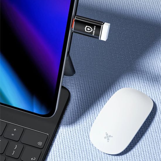 Techsuit Premium OTG προσαρμογέας HyperPort (A6) USB - Lightning, μαύρο-πορτοκαλί