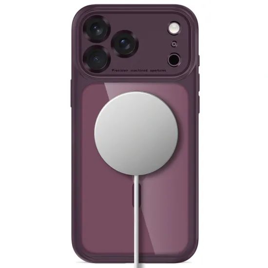 iPhone 17 Pro Max / 18 Pro Max dėklas – Tech-Protect MagPeak MagSafe CC – vyno raudona / skaidri