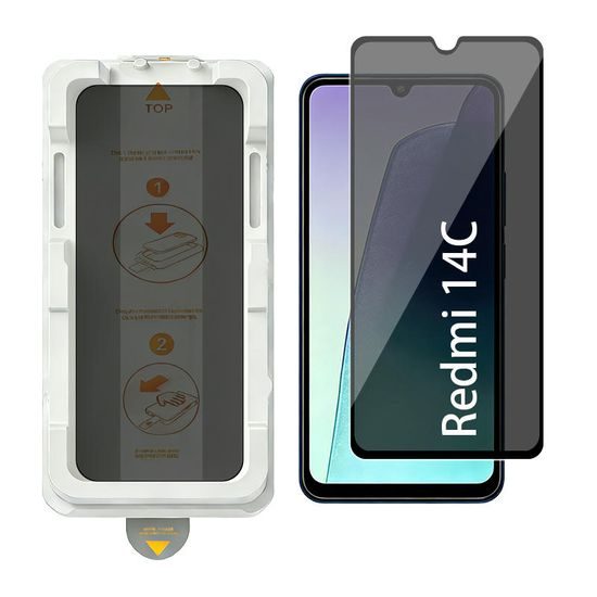 Wency Magic Box Privacy 5D Σκληρυμένο Γυαλί με Εύκολη Εφαρμογή, Xiaomi Redmi 14C, μαύρο