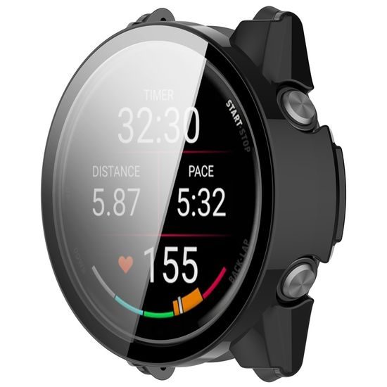 Techsuit Defense360 Pro Schutzhülle für Garmin Forerunner 70 / Forerunner 170 - Gehärtetes Displayschutzglas - Schwarz