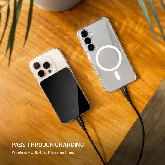 FIXED MagZen 5 Crystal powerbank vezeték nélküli Qi2 töltéssel és MagSafe támogatással, 5 000 mAh, fekete
