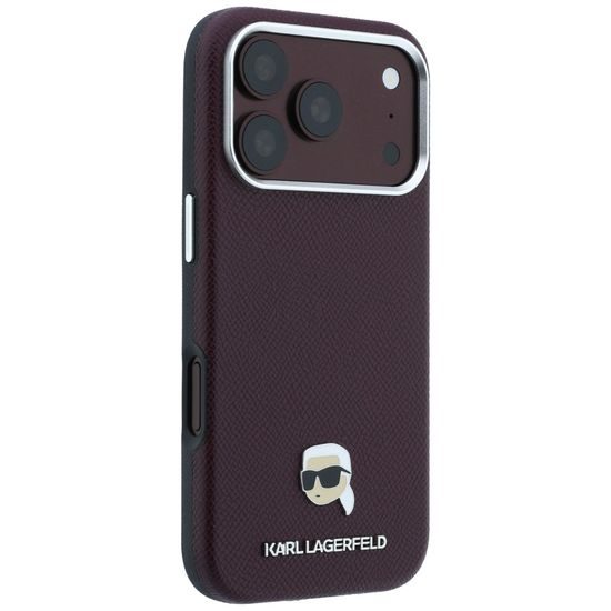 Karl Lagerfeld Grained Leather KH Metal MagSafe ümbris iPhone 17 Pro / 18 Pro – burgundia
