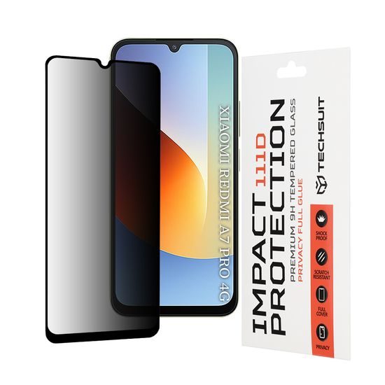 Techsuit 111D Privacy Zaštitno kaljeno staklo, Xiaomi Redmi A7 Pro 4G, crno