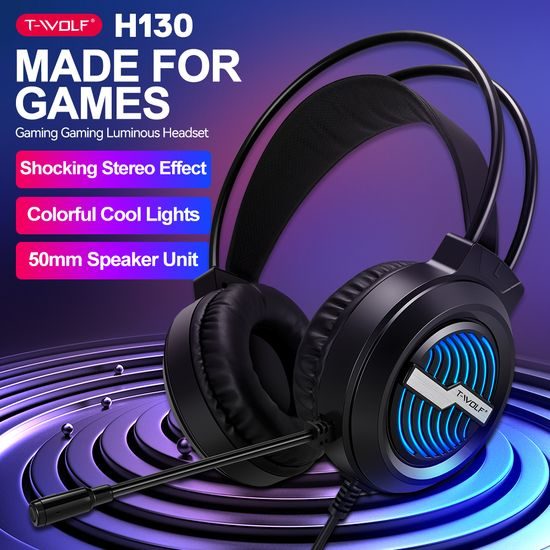 T-WOLF H130 RGB Gaming Headset слушалки