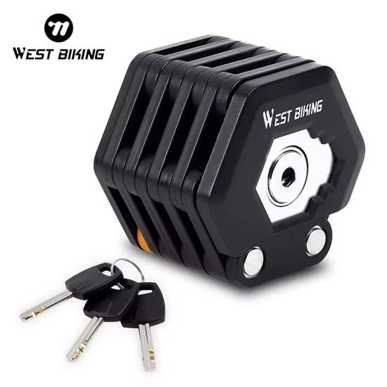 West Biking Faltschloss für Fahrrad und Motorrad - Kettenschloss aus gehärtetem Stahl