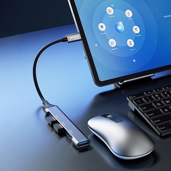 Dudao HUB A16T, 4σε1, USB-C - 4x USB-A (3x USB2.0 / USB3.0), 6,3 εκ, μαύρο