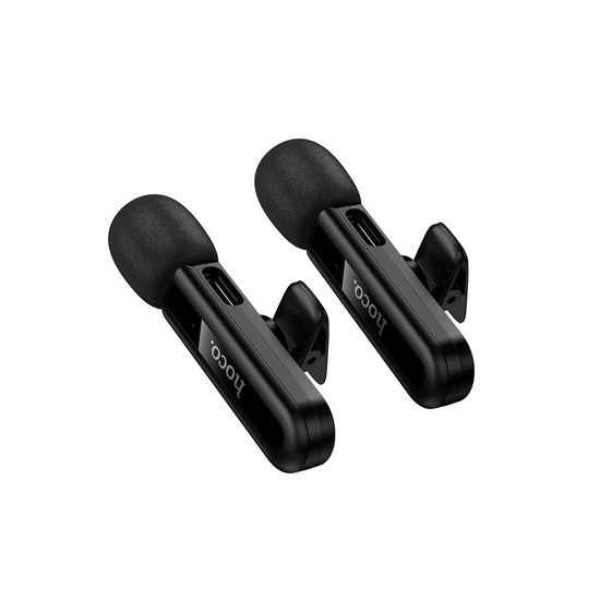 Hoco L20A Set microfoane wireless Lightning / USB-C, negru