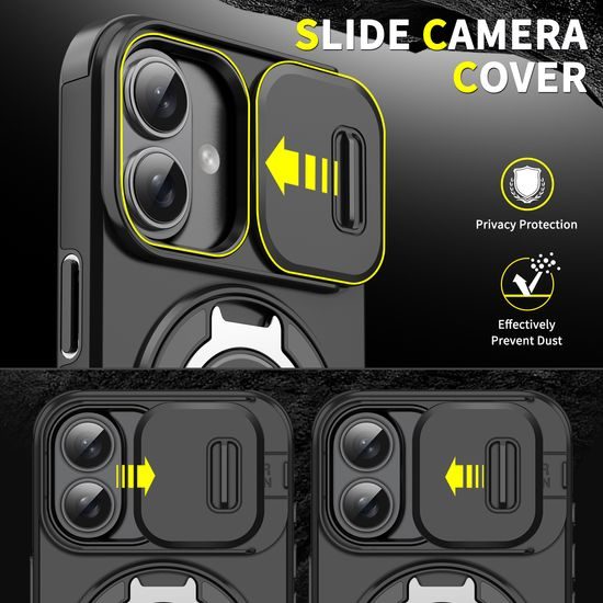 Camslide Stand obal, iPhone 16 Plus, černý