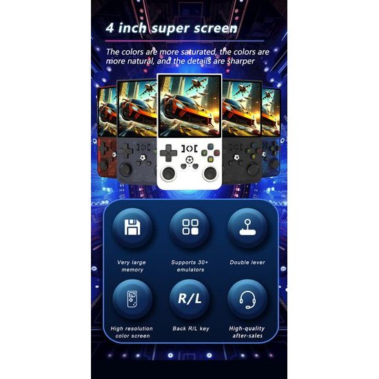R36 Max Φορητή κονσόλα παιχνιδιών με 4,0" IPS οθόνη, μαύρη