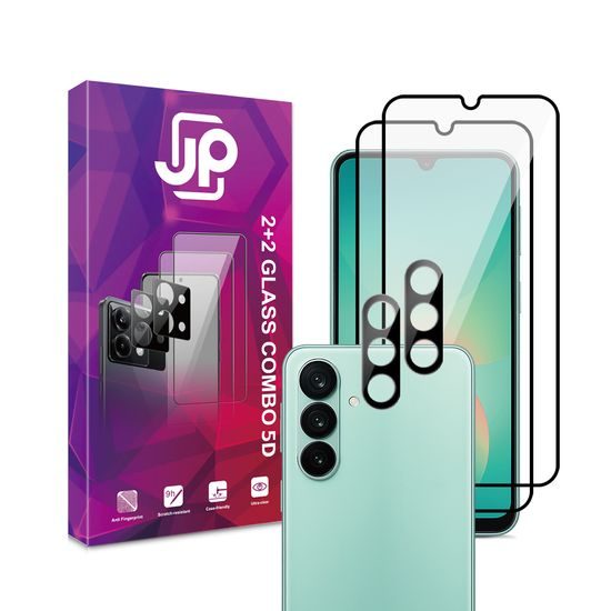 JP 5D Combo pack, Komplet 2 zaščitnih kaljenih stekel 5D in 2 stekel za fotoaparat, Samsung Galaxy A27