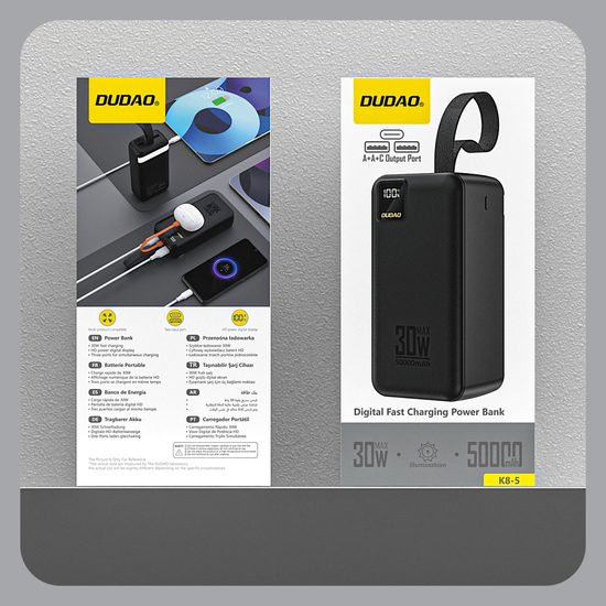 Dudao K8-5 powerbanka 50000mAh 30W – melna