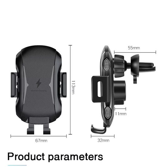 Techsuit Premium Βάση Αυτοκινήτου με Ασύρματη Φόρτιση για Ταμπλό, Παρμπρίζ ή Αεραγωγό CAPD032, 10 W, μαύρη