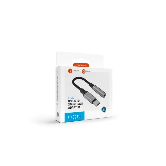 Alumínium adapter FIXED Link USB-C-ről 3,5 mm jack-re, űrszürke