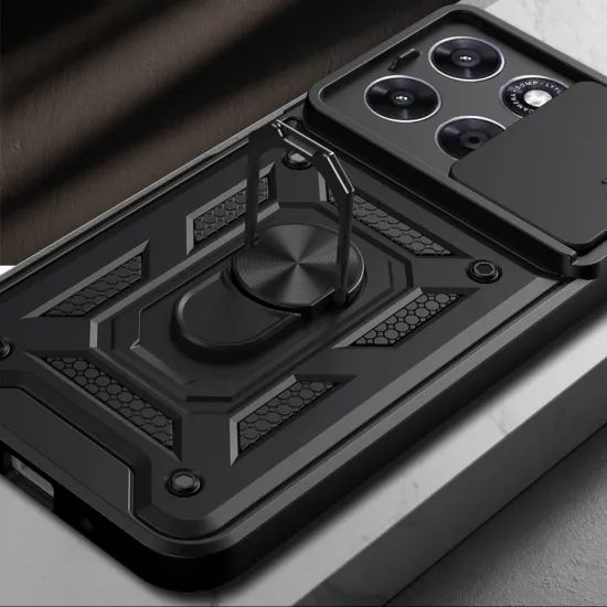 Tech-Protect CamShield Pro Schutzhülle für Motorola Moto G67 / G77 - Hybrid Case mit Kameraschutz und 360° Ring - Schwarz