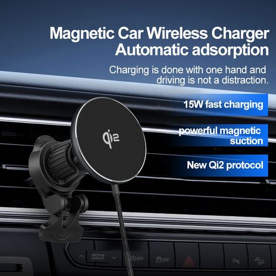 MagSafe Qi2 Kfz-Lüftungshalterung mit drahtlosem Ladegerät, 15W, Aluminium, schwarz