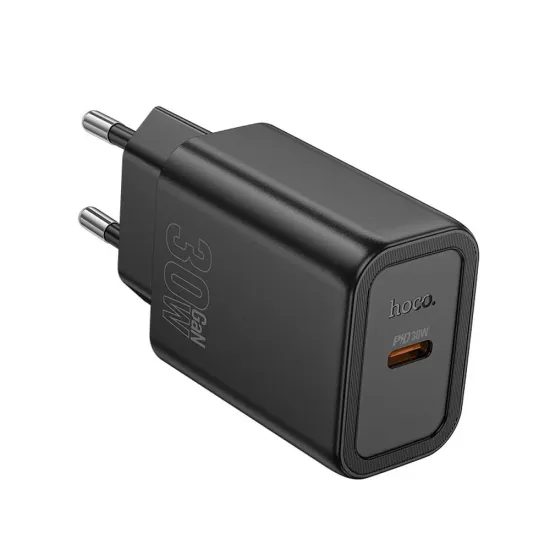 Hoco Δικτυακός Φορτιστής N62 USB-C, PD QC 30W, μαύρος