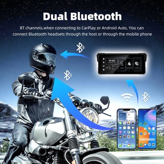 Motocyklowy wyświetlacz IPS 8,1" z bezprzewodowym Apple CarPlay i Android Auto