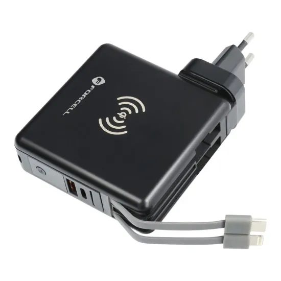 Forcell Multifunctional 20W PD Adapter 5in1 cu cablu C/Lightningning, PowerBank 10000mAh și încărcare wireless de 15W