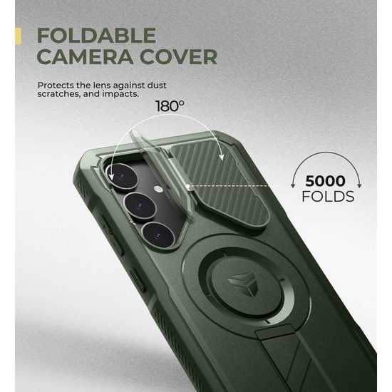 Dexnor MagSafe 360 Kickstand Camprotector Θήκη Samsung Galaxy S25 Plus, πράσινο