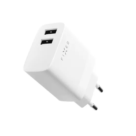 Hálózati töltő FIXED 2x USB, 17W, Smart Rapid Charge, fehér