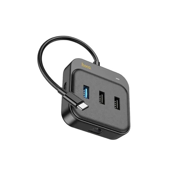 Hoco adaptér HUB 6v1 USB-C na HDTV + RJ45 + USB3.0 + 2x USB2.0 + USB-C PD100W, 0,2 m, čierny (HB37)