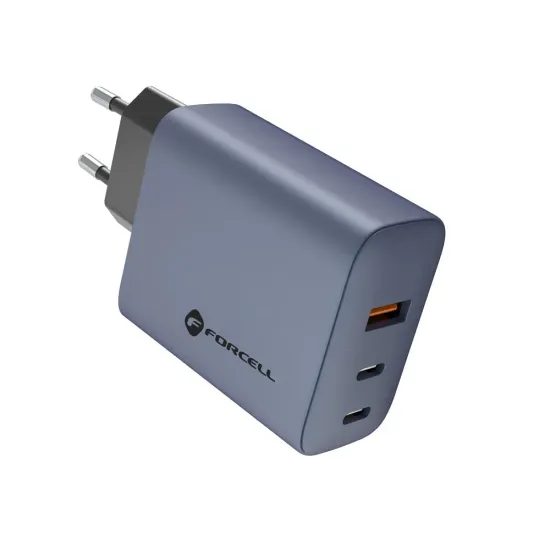 Forcell F-Energy adapter VT-42B 65W GaN 2x USB-C és USB A, szürke