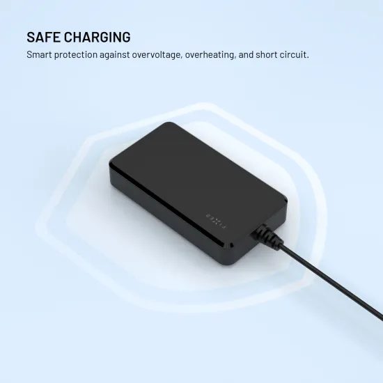 FIXED GaN töltőadapter notebookhoz, USB-C, PD 3.0, 100W, fekete
