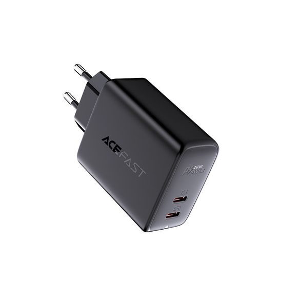 Acefast adapter 2x USB-C 40W, PPS, PD, QC 3.0, AFC, FCP, fekete (A9 fekete)
