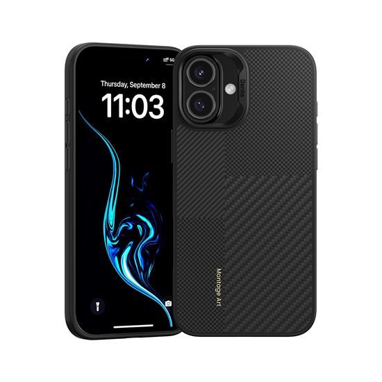 Benks Montage Magnetic Armor Pro Kevlar θήκη Metal Frame, iPhone 16, μαύρη