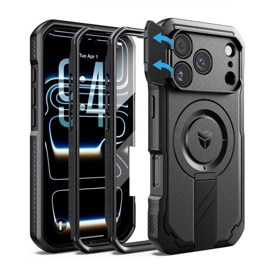 Dexnor MagSafe Case für iPhone 17 Pro / 18 Pro - 360° Kickstand mit Kameraschutz - Schwarz