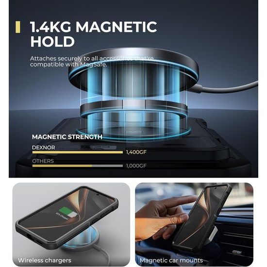 Dexnor MagSafe 360 Kickstand Camprotector maska Samsung Galaxy S25, crna