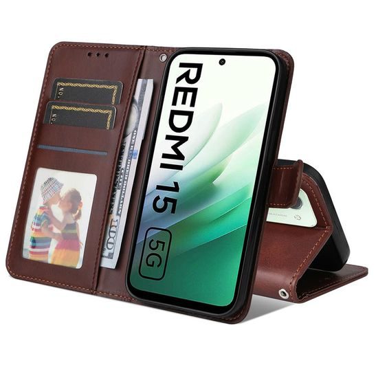 Μαγνητική Θήκη, Xiaomi Redmi 15, καφέ