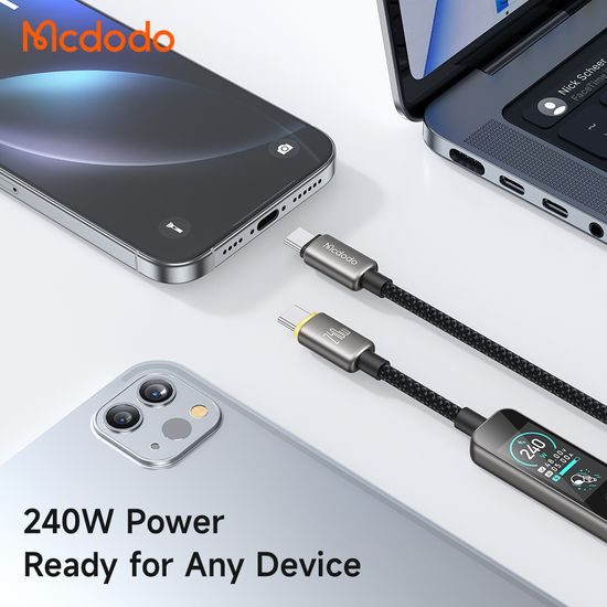 Mcdodo Datenkabel mit TFT-Display (CA-8750) USB-C auf USB-C, 240 W, 1,2 m - Schwarz