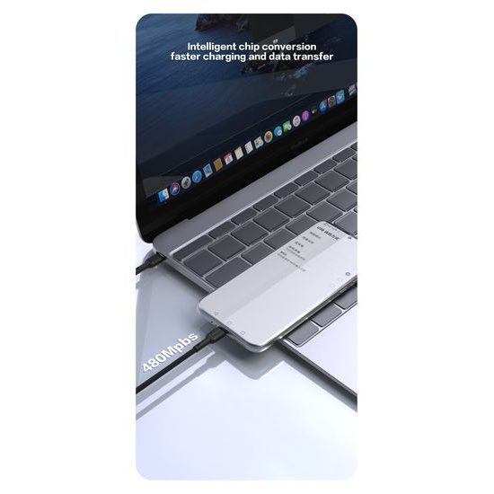 Dudao L9X kabel USB-C - Lightning, 30W, 2 m, črn