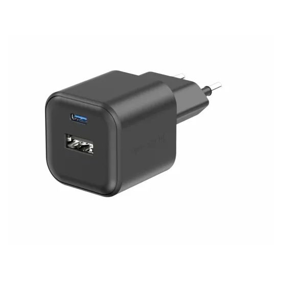 Swissten Δικτυακός Προσαρμογέας GaN 1x USB-C 35W PD και 1x USB-A 27W QC, μαύρος