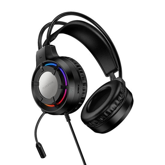 Borofone Wave Gaming Headset (BO112) - Kabelgebundener Over-Ear Kopfhörer mit Mikrofon - Schwarz