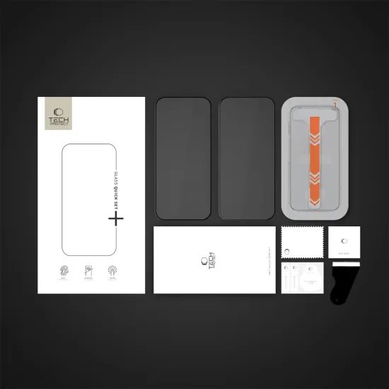 Tech-Protect Προστατευτικό Γυαλί Οθόνης Quick Set+, iPhone 15 / 16, Μαύρο, 2 τεμάχια